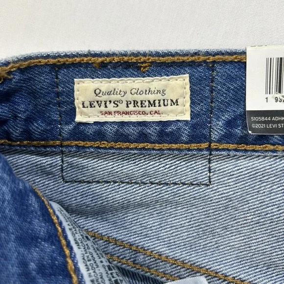 Levis Premium 501 Jean Shorts Women 27 Blue BIG E High Rise Distressed Cut Off - Picture 5 of 16